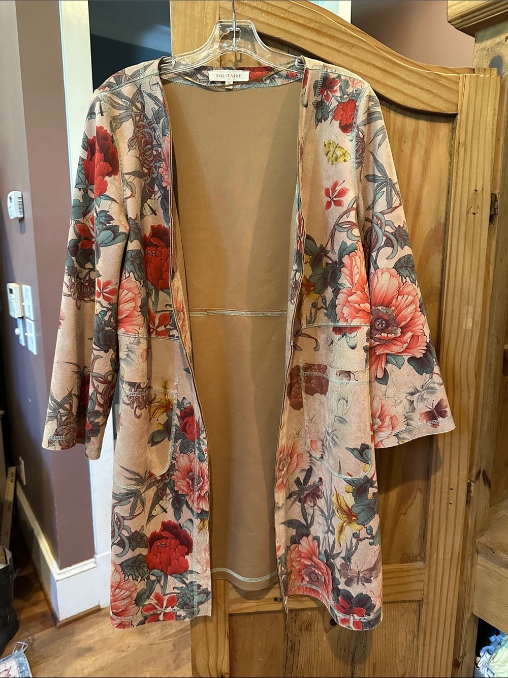 Solitaire Pink Floral Open Kimono Jacket
